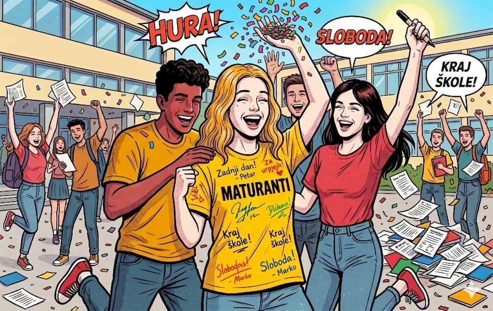 Maturanti u majicama za kraj škole
